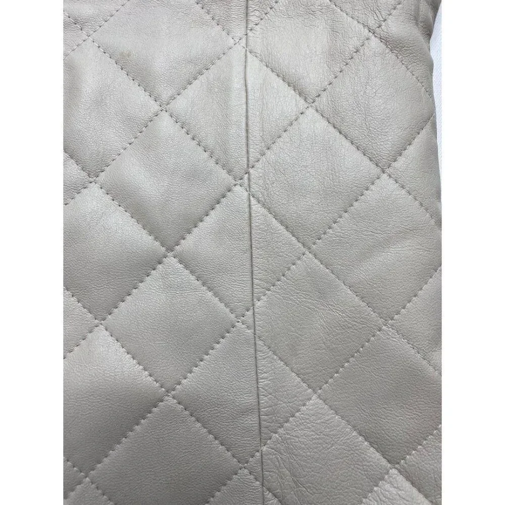 Patricia McCoy Leather Vest Jacket‎ Women's XS Cream Quilted Sleeveless Zipper